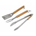 Set 3 pezzi Utensili barbecue con MANICO IN LEGNO